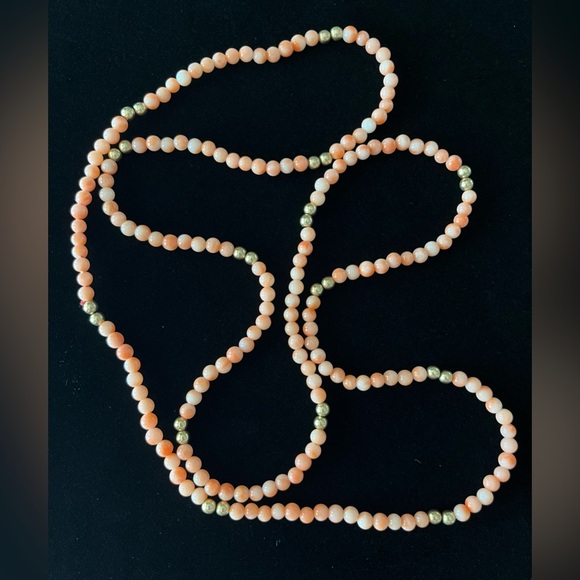 Apricot Agate Small 4 mm Beaded Long Necklace - Picture 3 of 6